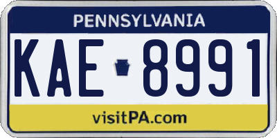 PA license plate KAE8991
