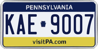 PA license plate KAE9007