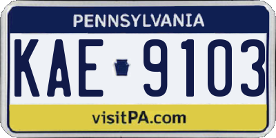PA license plate KAE9103