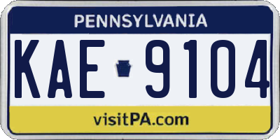 PA license plate KAE9104