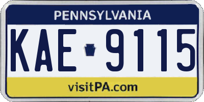 PA license plate KAE9115