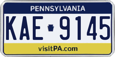 PA license plate KAE9145