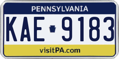 PA license plate KAE9183