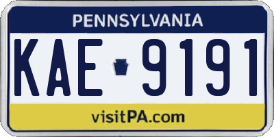PA license plate KAE9191