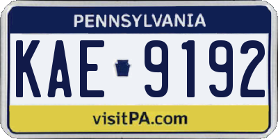 PA license plate KAE9192