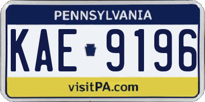 PA license plate KAE9196