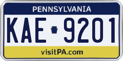 PA license plate KAE9201