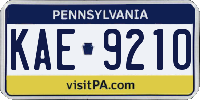 PA license plate KAE9210