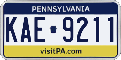 PA license plate KAE9211