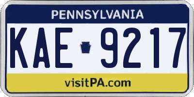PA license plate KAE9217