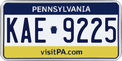 PA license plate KAE9225