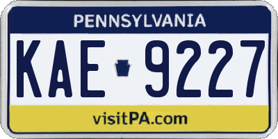 PA license plate KAE9227