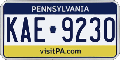 PA license plate KAE9230