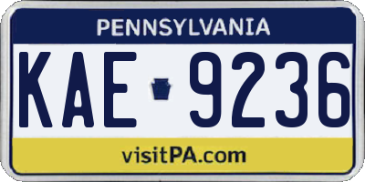 PA license plate KAE9236