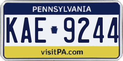 PA license plate KAE9244