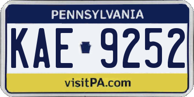 PA license plate KAE9252