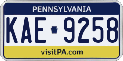 PA license plate KAE9258