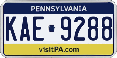 PA license plate KAE9288