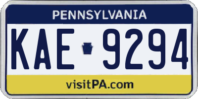 PA license plate KAE9294