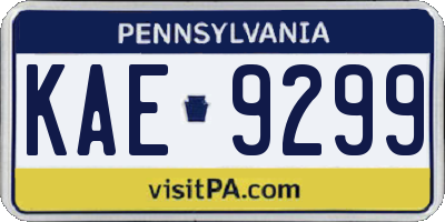 PA license plate KAE9299
