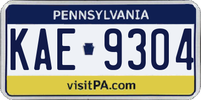 PA license plate KAE9304