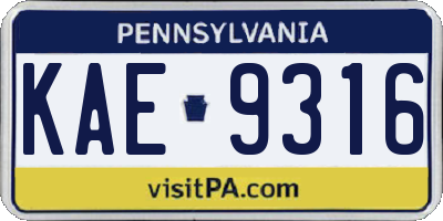 PA license plate KAE9316