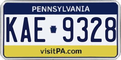 PA license plate KAE9328
