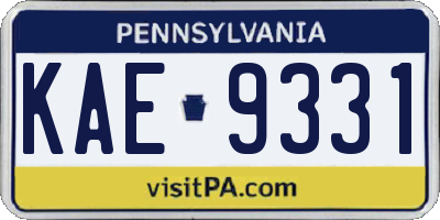 PA license plate KAE9331