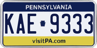PA license plate KAE9333