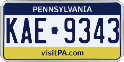 PA license plate KAE9343