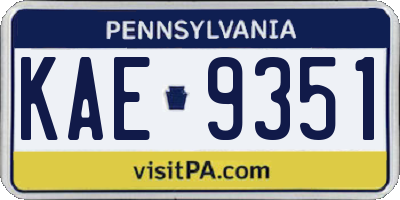 PA license plate KAE9351