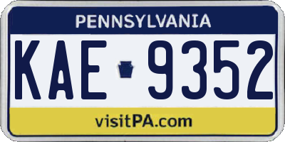 PA license plate KAE9352