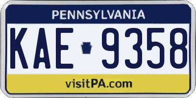 PA license plate KAE9358
