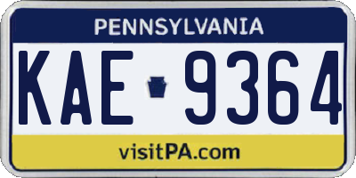 PA license plate KAE9364