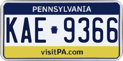 PA license plate KAE9366