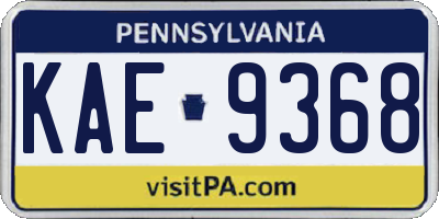 PA license plate KAE9368