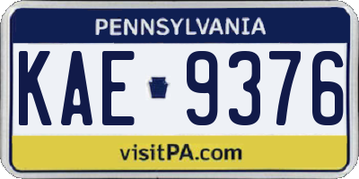 PA license plate KAE9376