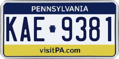 PA license plate KAE9381