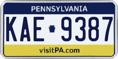 PA license plate KAE9387