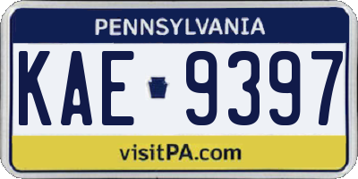 PA license plate KAE9397