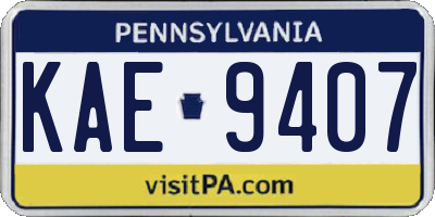 PA license plate KAE9407