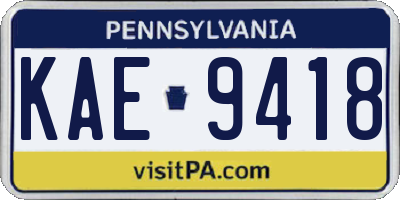 PA license plate KAE9418