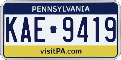 PA license plate KAE9419