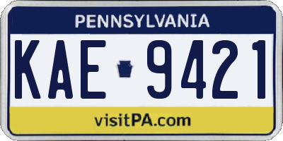 PA license plate KAE9421
