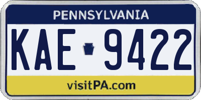 PA license plate KAE9422