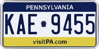 PA license plate KAE9455