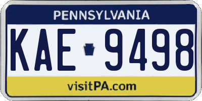 PA license plate KAE9498