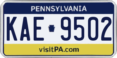 PA license plate KAE9502