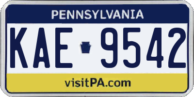 PA license plate KAE9542