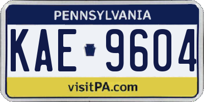 PA license plate KAE9604